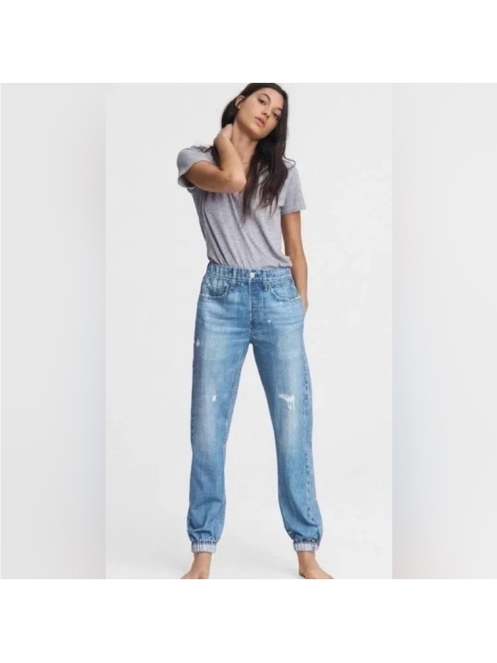 rag & bone Miramar Jogger Glasshill Distressed Light Blue Relaxed Jogger Jeans